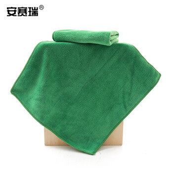 安赛瑞 超细纤维毛巾 多用途百洁布吸水清洁布 30×30cm 保洁洗车 10条装 绿色 27054