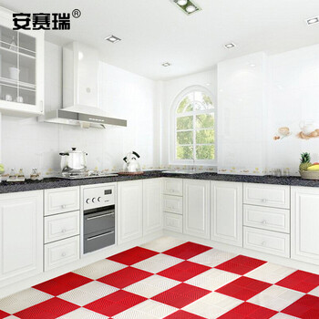 安赛瑞 疏水防滑垫 泳池卫生间拼块地垫 60cm×120cm×9mm PVC镂空疏水垫 红色27126