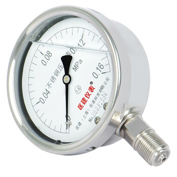 匡建仪表（CONJANT）YTN-100BF 304不锈钢耐震压力表 耐高温耐腐蚀 0-0.16mpa 表盘10厘米