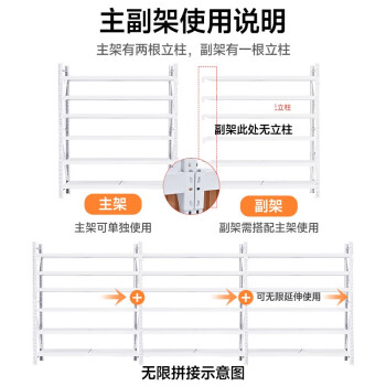 尚留鑫 货架600KG/层仓储置物架加厚重型储物架200*60*200cm六层白色