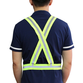 旷尔 弹力松紧带反光背带 反光衣 跑步反光背心 马甲安全服【弹力 荧光绿】