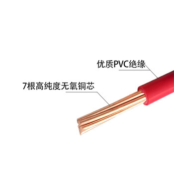 起帆电线电缆 BV16平方国标铜芯电线单芯7股硬线 红色 1米【11米起售】