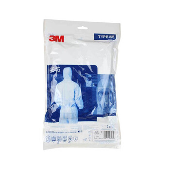 3M4545劳保服带帽连体防护服透气弹性收口防核辐射颗粒可定制白色XL码10件装