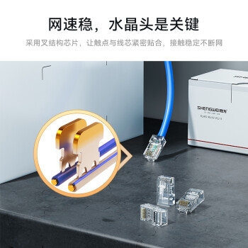 胜为（shengwei）六类水晶头6类千兆网络网线接头 RJ45工程级电脑网线连接器 Cat6水晶头镀金100个 CRJ6100E
