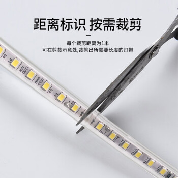 贝工 220V国标高亮灯带 6W/米 户外建筑照明线性灯带 白光/6000K 100米