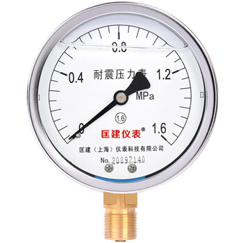 匡建仪表（CONJANT）YTN-100耐震压力表 径向 水压表油压表气压表 表盘直径100mm 充油压力表 0-1.6MPa