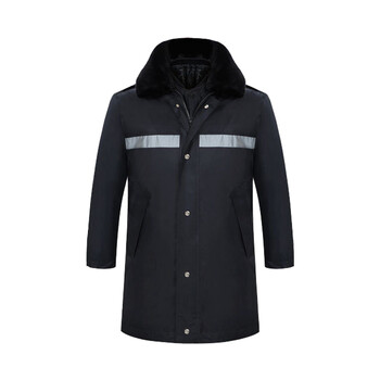 星工（XINGGONG）冬季保安大衣 加厚长款防风防寒多功能劳保棉衣门卫执勤棉服 加厚反光条款165码