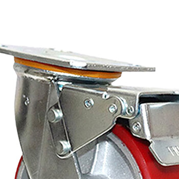 稳斯坦 重型脚轮 刹车轮 铁芯聚氨酯PU工业轮子 （5寸刹车-承重300kg）1个 WST160