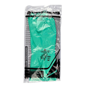 代尔塔/DELTAPLUS 201801 经济型丁腈防化耐磨长33厘米手套 绿色 8码 1副装