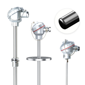 匡建仪表PT-100热电阻温度计 高精度铠装K型热电偶 wzp-130/230温度计传感器 直径6mm插深100mm【螺纹安装】