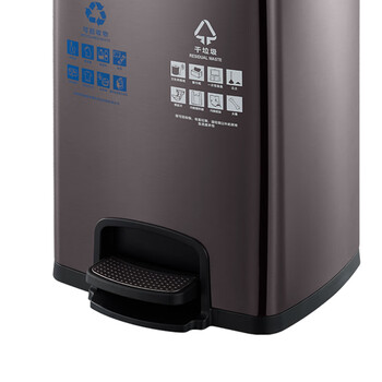 南 SJ20-F01F 南方方形脚踏分类桶 黑金 20L容量 酒店商场分类垃圾桶 带盖果皮桶 不锈钢大号垃圾桶