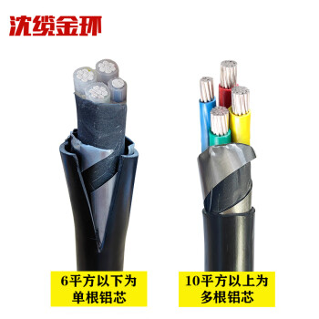 沈缆金环 ZR-VLV22-0.6/1KV-3*16+1*10mm² 国标阻燃铝芯钢带铠装电力电缆 1米