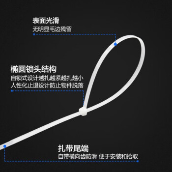 汇采 尼龙扎带 塑料绑带 电缆捆扎带 束线扎线带 白色4×200mm 350根