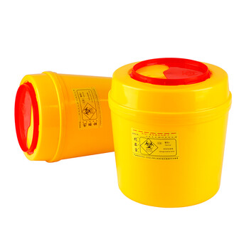 庄太太【圆形6L】黄色塑料垃圾桶一次性医疗利器盒锐器桶