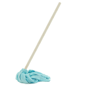 益美得 木柄圆头墩布拖把商用老式棉线棉布拖把木头钢丝扎拧棉拖把 彩色毛巾布