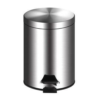 庄太太【12L-25*39cm】不锈钢脚踏带盖防滑厨房垃圾桶