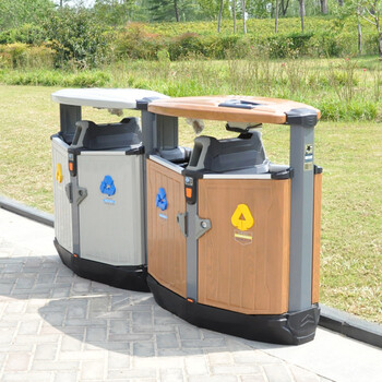 兰诗（LAUTEE）DS-02 大号户外垃圾桶 市政环卫分类果皮箱 香槟灰