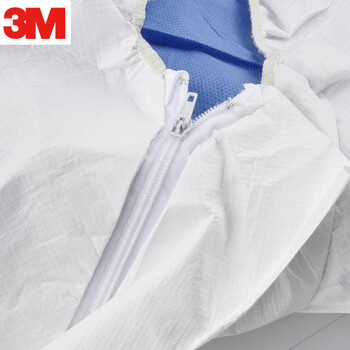 3M 4535防护服防尘喷漆防液体喷溅农药喷洒工业清洁白色不透气带帽连体服大包装5件/包L码定做