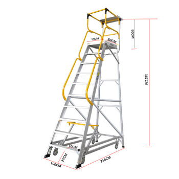 稳耐梯子铝合金人字梯3.6米登高梯十步梯超市理货梯需组装 FS13597