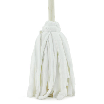 兰诗（LAUTEE）DM-182 白毛巾布拖把 酒店物业商用老式木杆圆头拖把 10个装