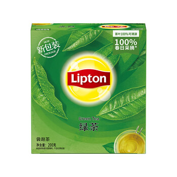 立顿（Lipton）绿茶安徽黄山200g 送礼非独立袋泡双囊茶包办公室下午茶2g*100包