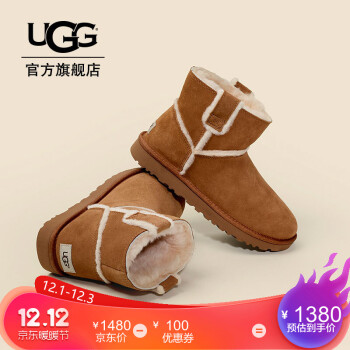 UGG 2019秋冬女士雪地靴经典新奇系列溢毛休闲短靴 1100211 CHE | 栗子棕色 37