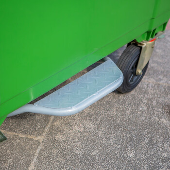 益美得 塑料环卫垃圾车户外手推移动垃圾桶大号清运车 1100L有脚踏绿色