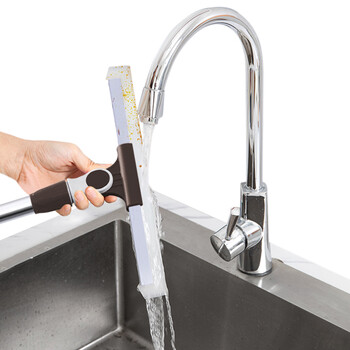 益美得 伸缩杆硅胶刮水器地面推水器地板瓷砖刮 咖色50厘米硅胶转向地刮