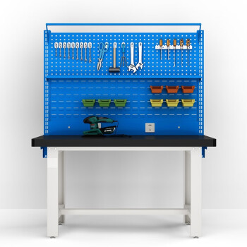 建功立业工作台GY4161打包台检验桌单桌双挂板带棚板灯架2.1米钢板台面