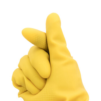 冰禹 BYlf-01 牛筋乳胶手套 防水防滑耐磨 胶皮塑胶橡胶劳保手套 黄色长款32cmM码 10双