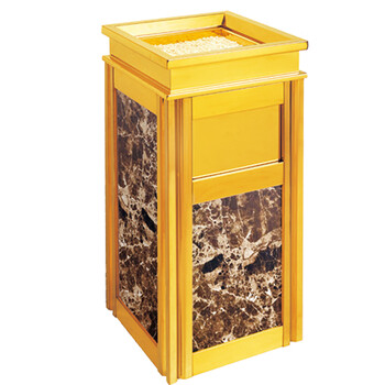 南 GPX-6D 四菱角座地烟灰桶 镜金 啡网纹人造石 酒店会所大堂楼道烟缸垃圾桶 不锈钢垃圾桶 立式烟灰桶