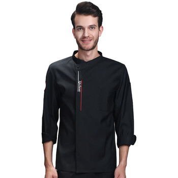 米盛厨师服 餐饮酒店后厨工作服蛋糕店烘焙男女服装 黑色上衣3XL码MS-5