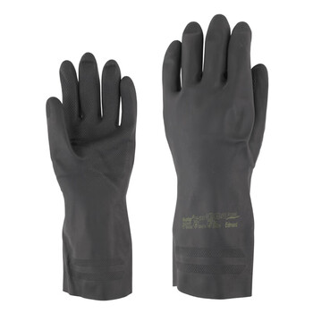 安思尔/Ansell 29-500 氯丁橡胶棉植绒防化手套30cm长 黑色 10码 12付/打 企业专享