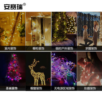 安赛瑞 LED串灯 花园围栏挂灯 春节圣诞装饰布置 满天星彩灯闪灯 30米300灯蓝白 24076