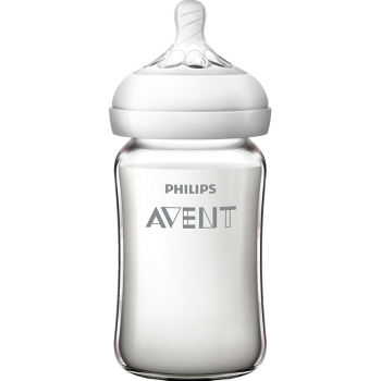 飞利浦新安怡 英国品牌 AVENT 宽口径玻璃奶瓶240ml奶嘴1月+SCF679/13自然顺畅240毫升