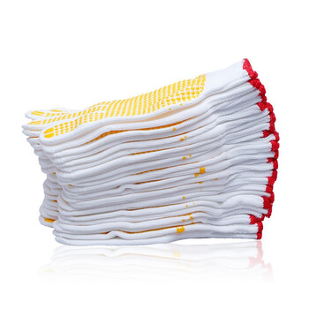 者也（ZYE）防滑耐磨棉纱点塑手套搬货工地车间透气劳保手套 高密度尼龙防滑手套【12双】 