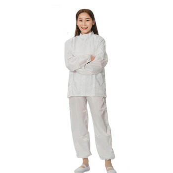 谋福（CNMF）防静电分体服连帽防尘服静电衣喷漆服防尘洁净服食品厂GMP无尘工作服（白色 L） 8151