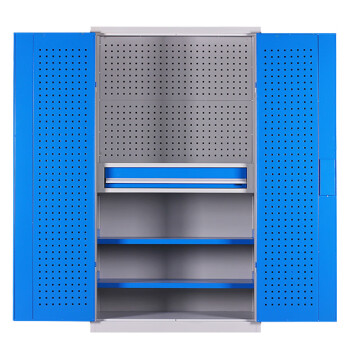 艾科堡 加厚重型工具柜1000*500*1800灰蓝色内二板一抽带挂板孔 AKB-GJG-88