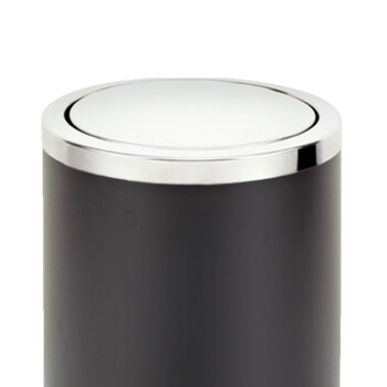 南 GPX-205 南方圆形翻盖垃圾桶 黑色 果皮桶  商用酒店宾馆客房不锈钢垃圾桶