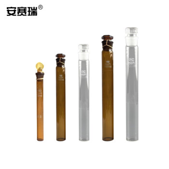 安赛瑞 具塞比色管 实验室棕色玻璃比色管带刻度磨砂口茶色化验比对实验仪器 25ml 12支装 600884