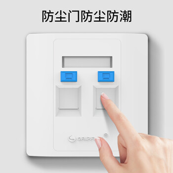 万级（WANJEED）网络模块面板 二位网线插座 网络面板双口通用86型电话网络信息模块插座 1-4112