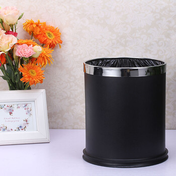 庄太太【圆形10L鱼网纹单层】酒店客房塑料垃圾桶方形无盖阻燃垃圾桶