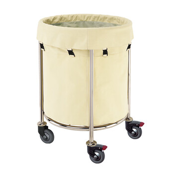 南 C-63 南方大号圆形布草车 镜钢 客房服务车酒店宾馆多功能清洁手推车保洁车