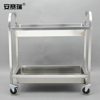 安赛瑞 不锈钢收碗车 酒店餐厅火锅配送手推车 二层餐厅送餐车 方管收碗车 小号27200