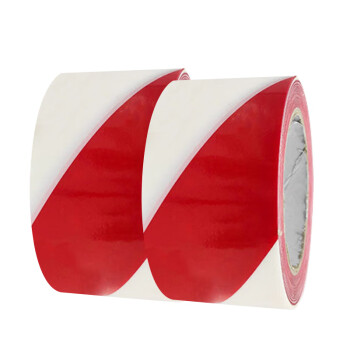 飞尔（FLYER）PVC胶带 斑马线车间地面标识 彩色标识划线地板胶带【白红 70mm×33m】
