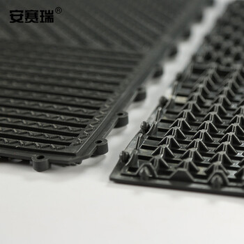 安赛瑞 疏水防滑垫 泳池卫生间拼块地垫 60cm×120cm×9mm PVC镂空疏水垫 深灰色27124