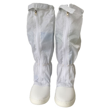 星工(XINGGONG) PVC高筒防静电鞋 防尘无尘室净化室用鞋 白色网格5mm长筒鞋 白色34码