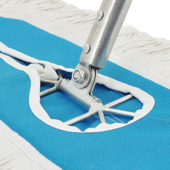 益美得 镀锌铁杆90cm大号平板拖把办公商用地拖棉线拖把物业保洁排拖尘推 分类款蓝色