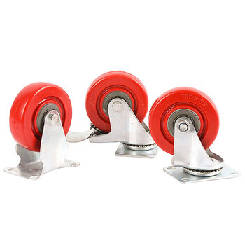 冰禹 BY-23401 转向全包红脚轮 红PVC脚轮货架手推车小轮子 4寸单轮4个/包