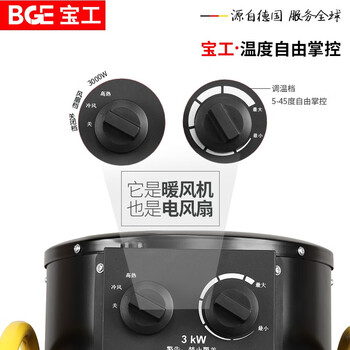 宝工电器（BGE）工业暖风机 商用大面积取暖器电烤火炉 大功率电暖器电暖风热风机 BG-C3/1-13 3kW 220V